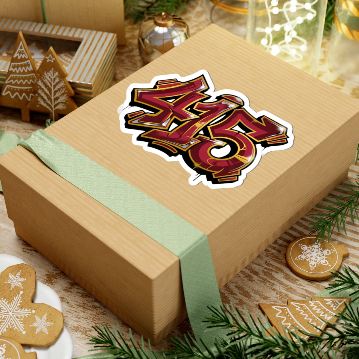 415 Graffiti Sticker — Red & Gold Street Art Decal