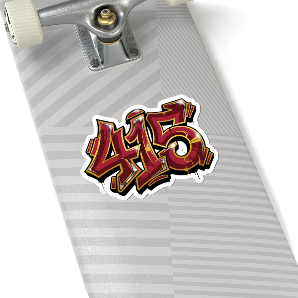 415 Graffiti Sticker — Red & Gold Street Art Decal
