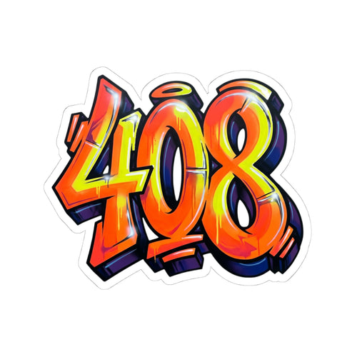 408 Graffiti Number Sticker — Urban Laptop & Skateboard Decal
