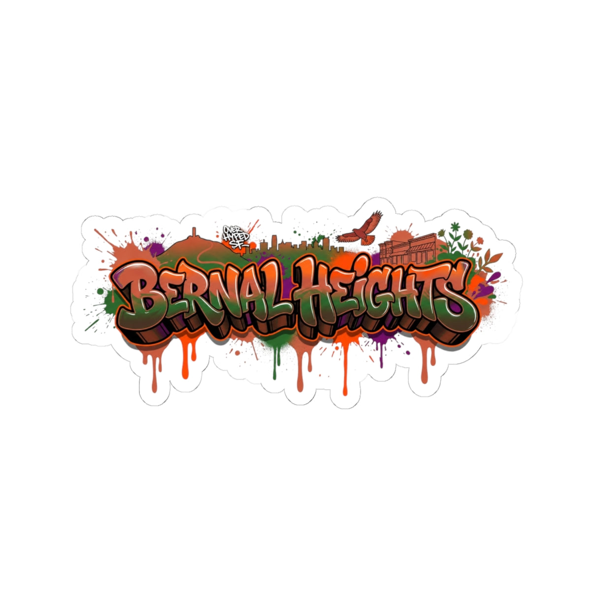 Bernal Heights Graffiti Sticker — Urban Street Art Kiss-Cut Decal