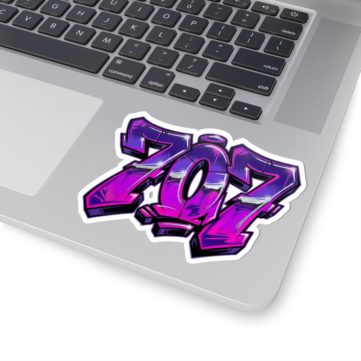 707 Graffiti Sticker — Purple Street Art Kiss-Cut Decal for Laptops & Skateboards
