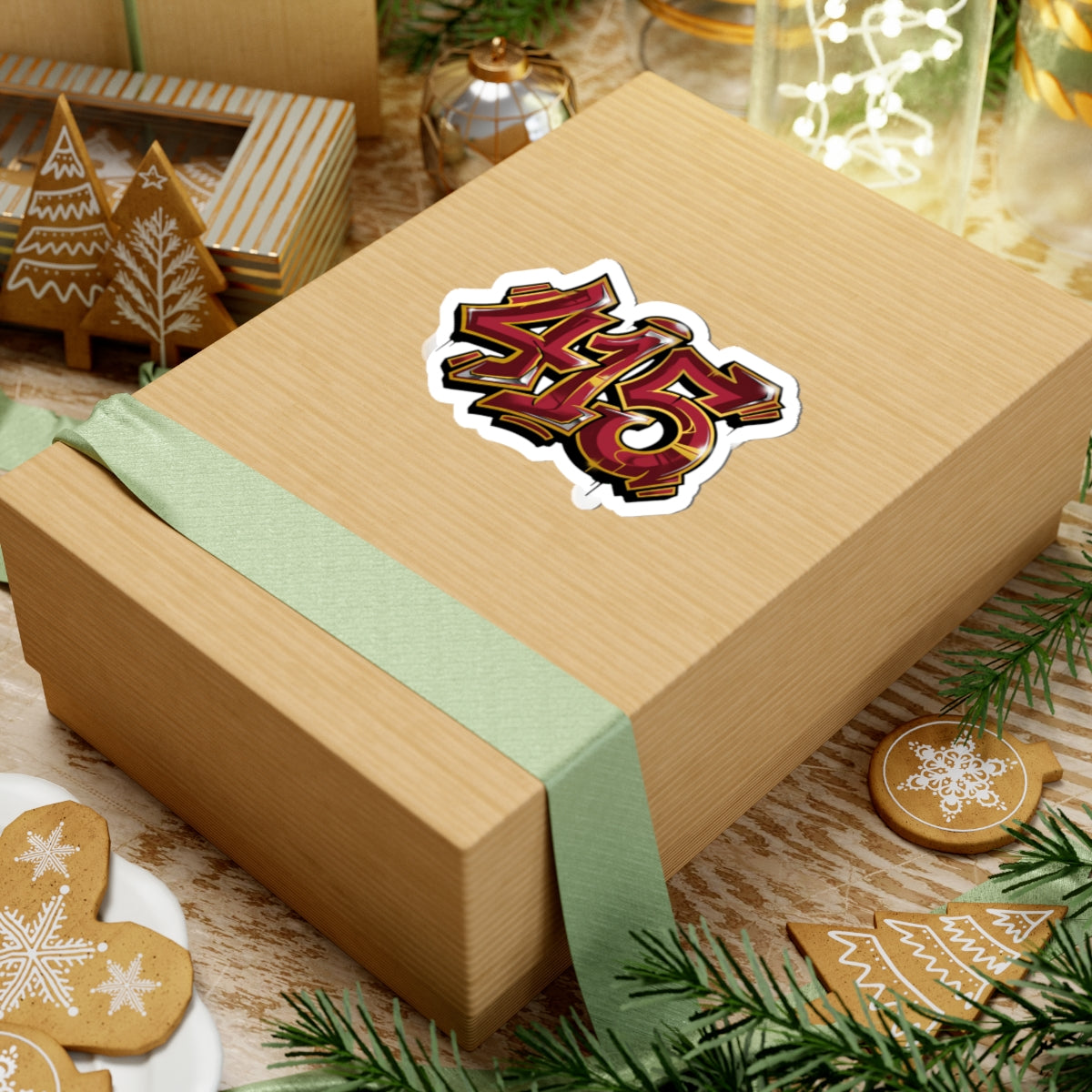 415 Graffiti Sticker — Red & Gold Street Art Decal