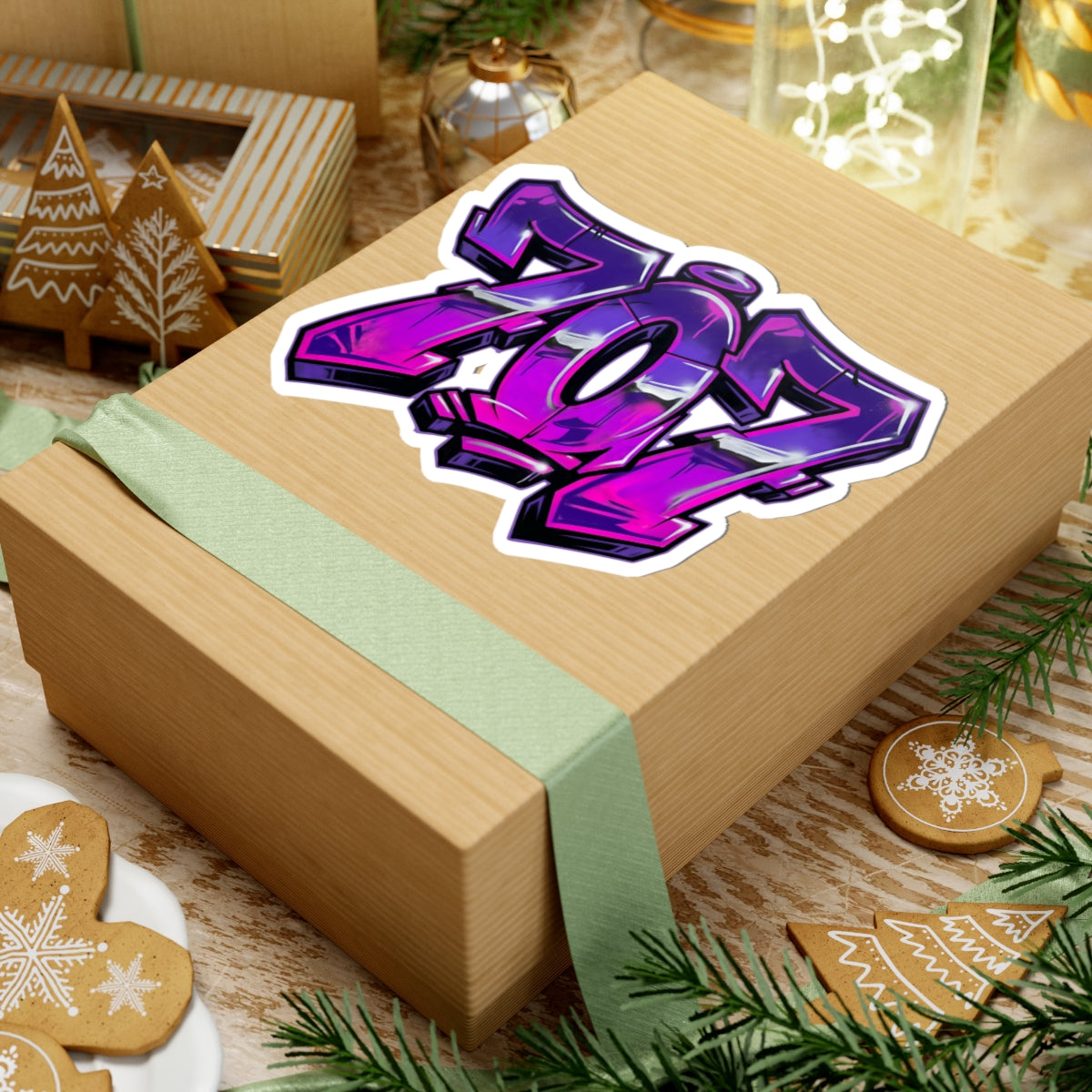 707 Graffiti Sticker — Purple Street Art Kiss-Cut Decal for Laptops & Skateboards