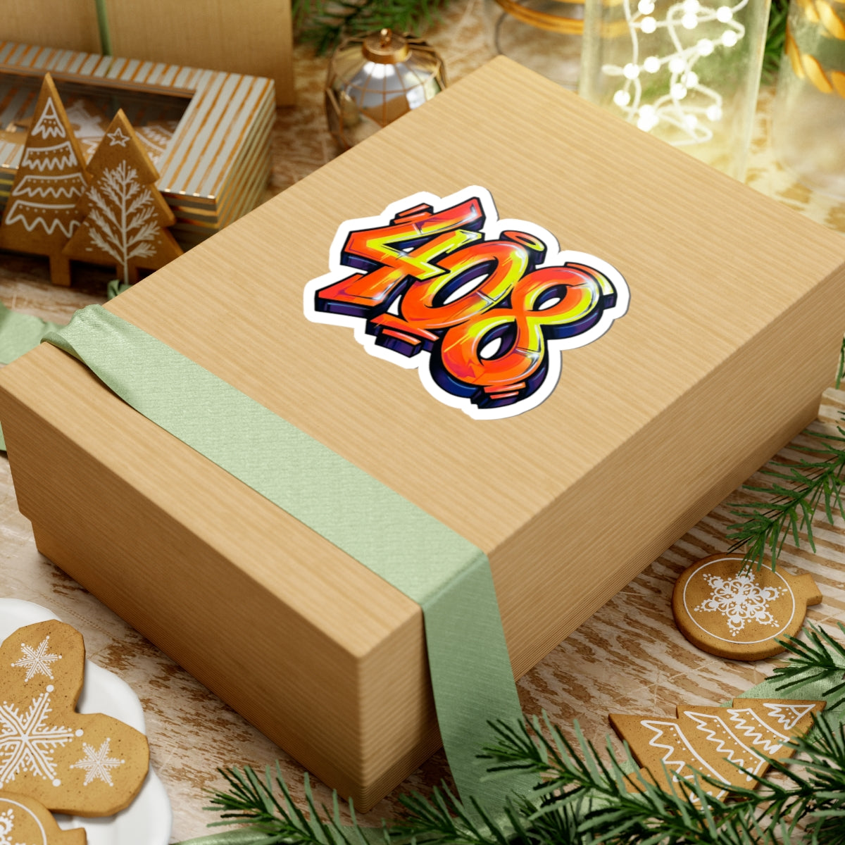 408 Graffiti Number Sticker — Urban Laptop & Skateboard Decal