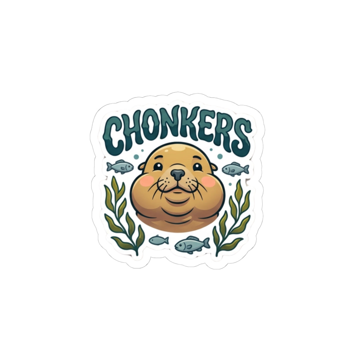 Chonkers Face Kiss-Cut Sticker — Cute Marine Animal Laptop Decal