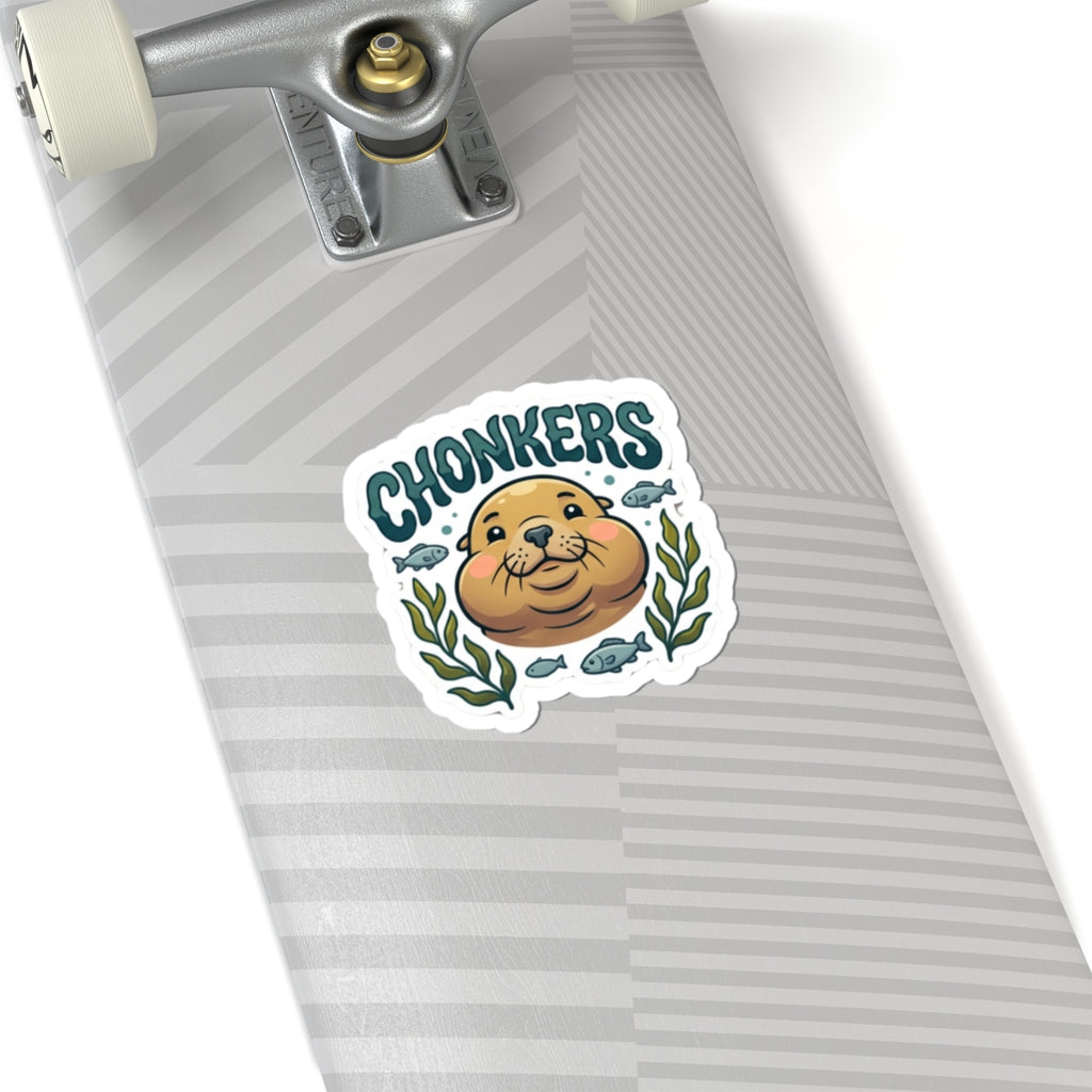 Chonkers Face Kiss-Cut Sticker — Cute Marine Animal Laptop Decal