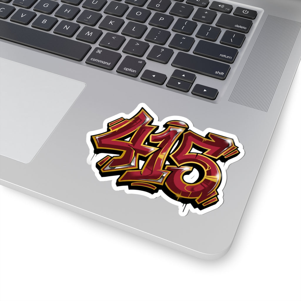 415 Graffiti Sticker — Red & Gold Street Art Decal