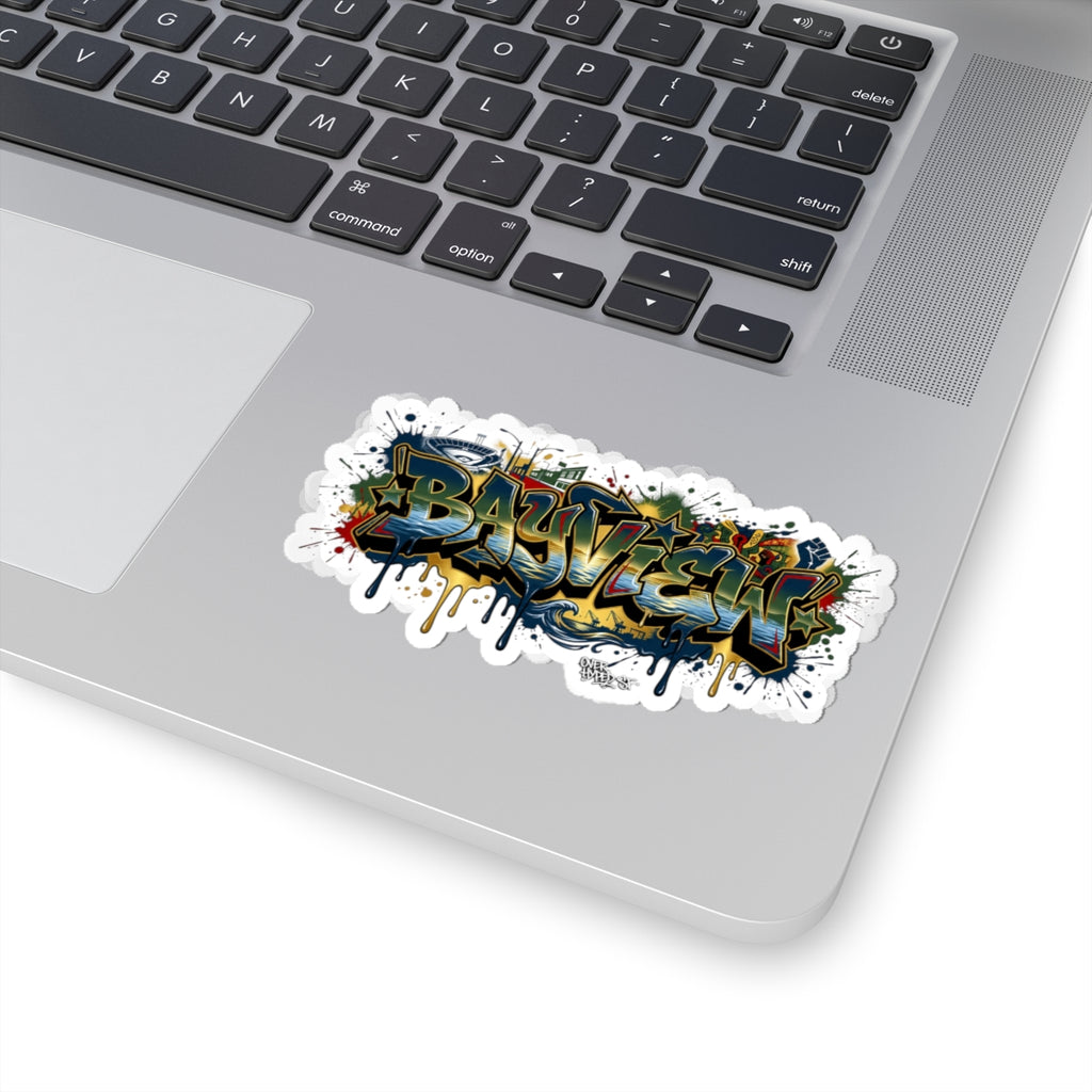 Bayview Graffiti Kiss-Cut Sticker — Urban Street Art Laptop Decal