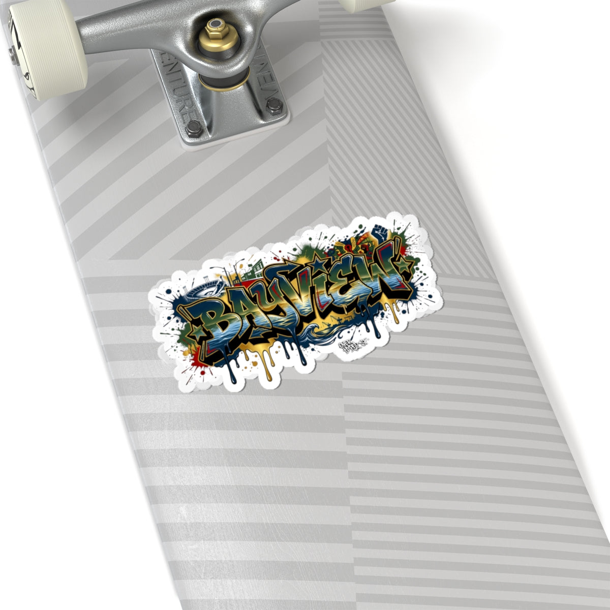 Bayview Graffiti Kiss-Cut Sticker — Urban Street Art Laptop Decal