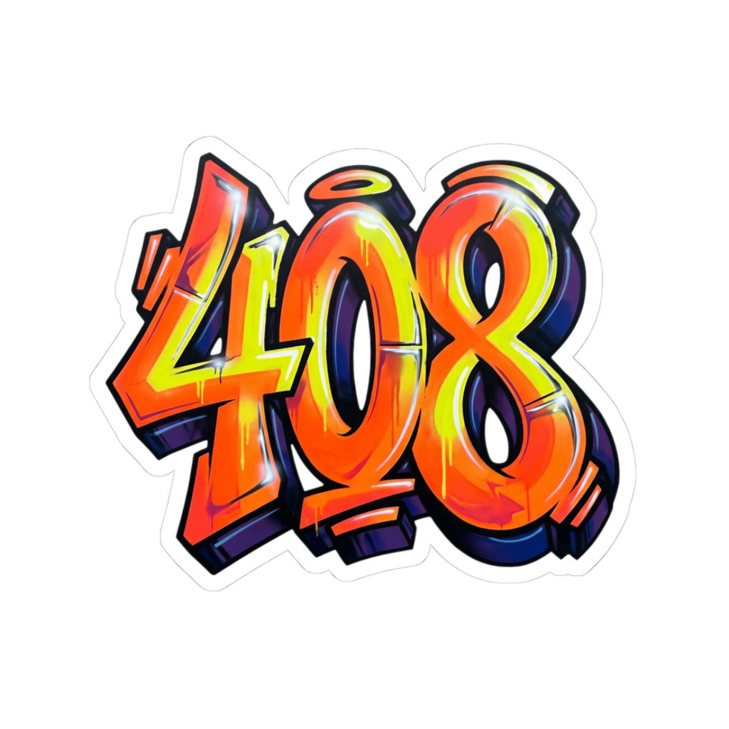 408 Graffiti Number Sticker — Urban Laptop & Skateboard Decal