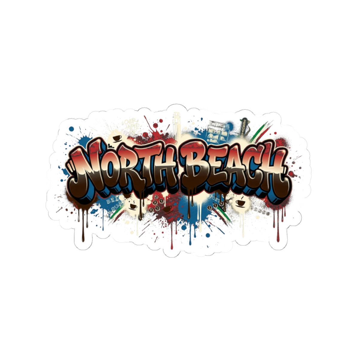 North Beach Graffiti Sticker — Kiss-Cut Waterproof Laptop Decal