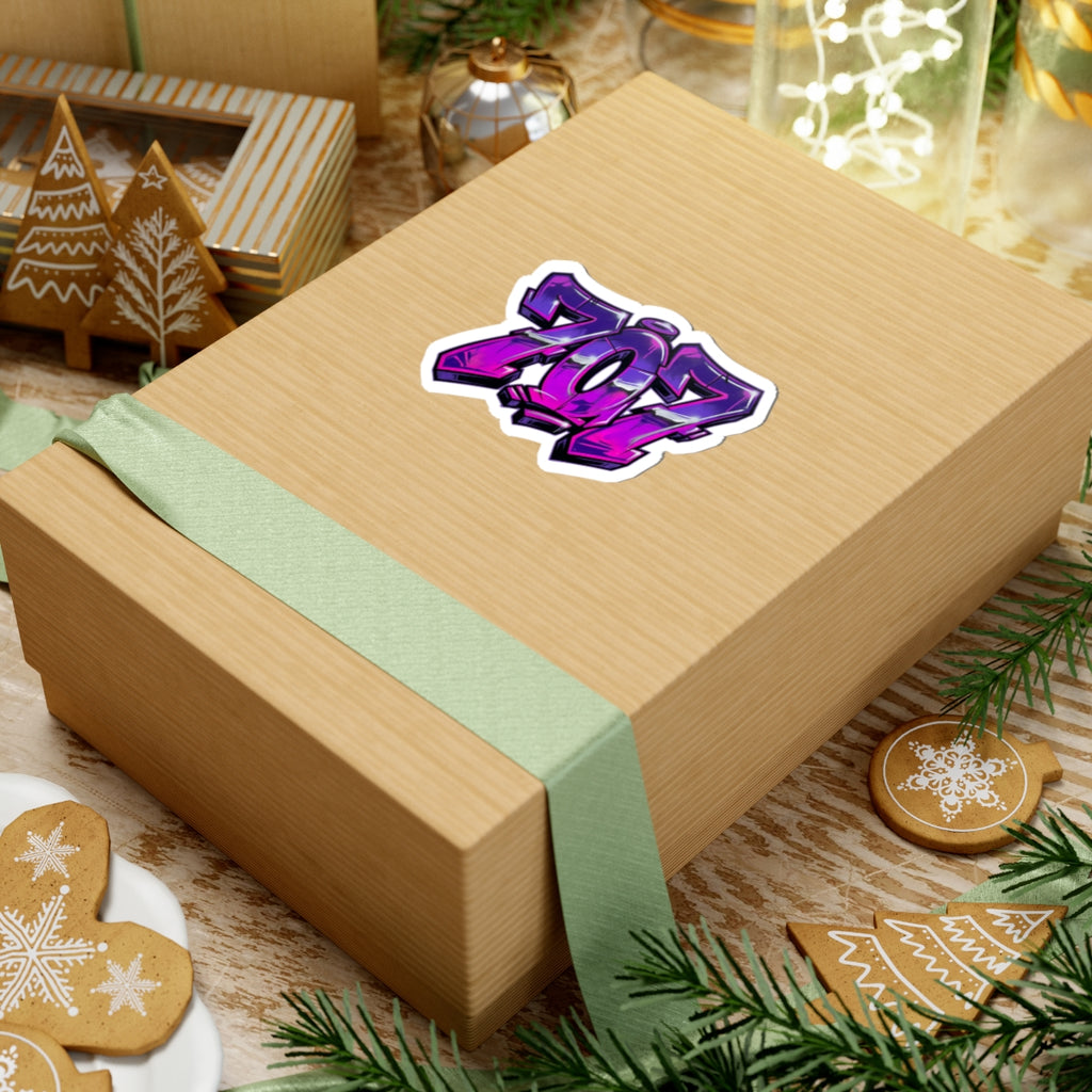 707 Graffiti Sticker — Purple Street Art Kiss-Cut Decal for Laptops & Skateboards