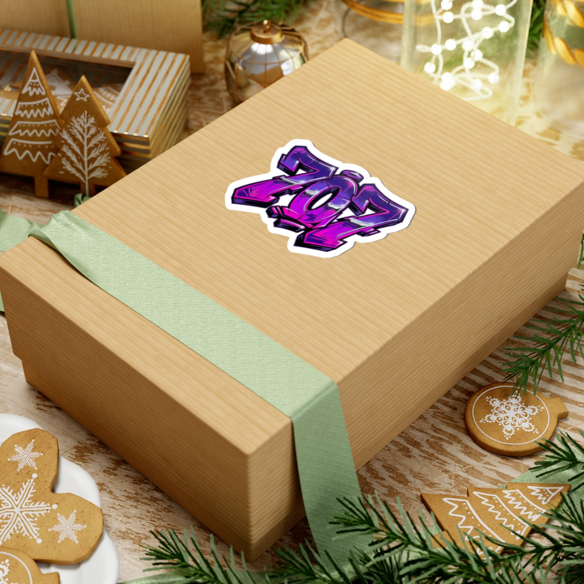 707 Graffiti Sticker — Purple Street Art Kiss-Cut Decal for Laptops & Skateboards