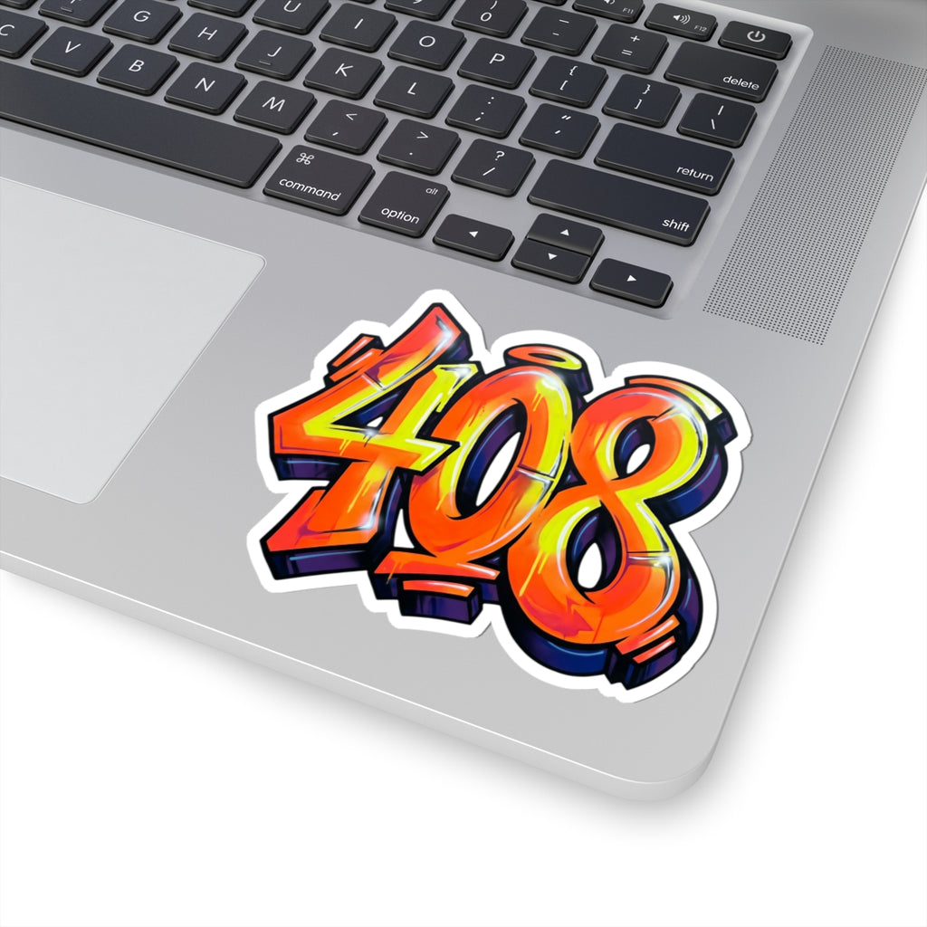 408 Graffiti Number Sticker — Urban Laptop & Skateboard Decal