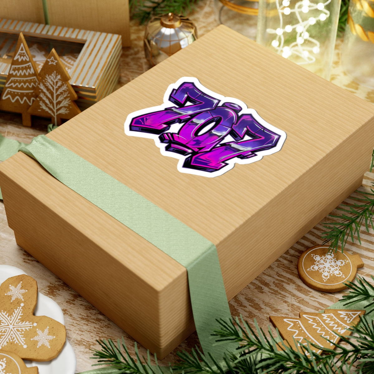 707 Graffiti Sticker — Purple Street Art Kiss-Cut Decal for Laptops & Skateboards