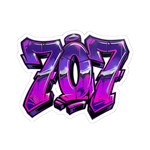 707 Graffiti Sticker — Purple Street Art Kiss-Cut Decal for Laptops & Skateboards