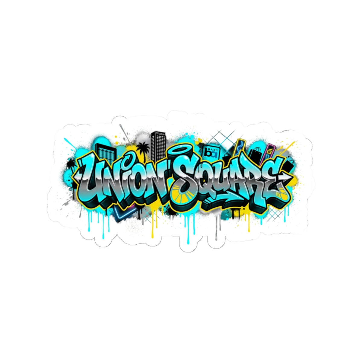 Graffiti 'Union Square' Kiss-Cut Sticker — Urban Street Art Laptop Decal