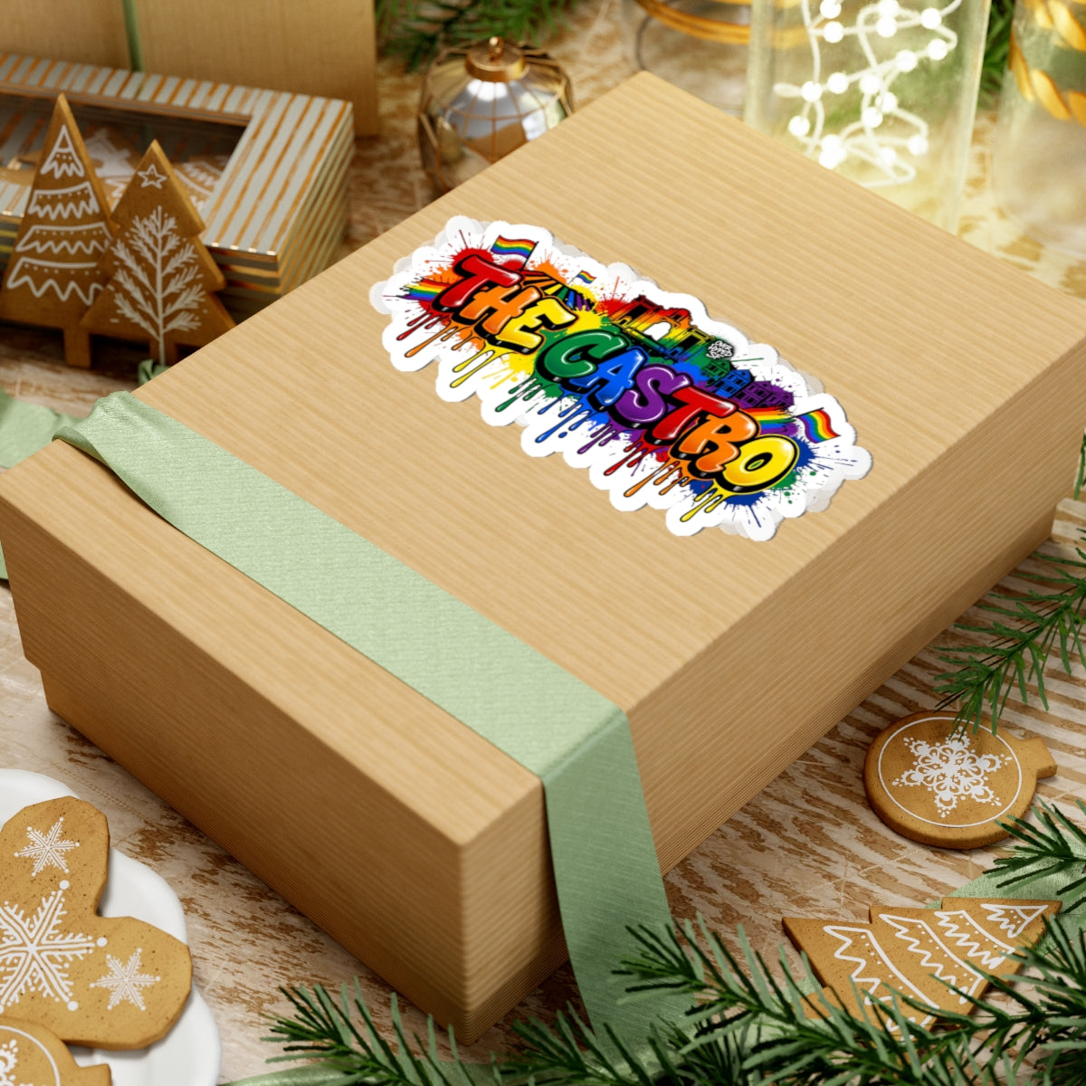 The Castro Rainbow Graffiti Sticker — Pride Kiss-Cut Sticker (The Castro)