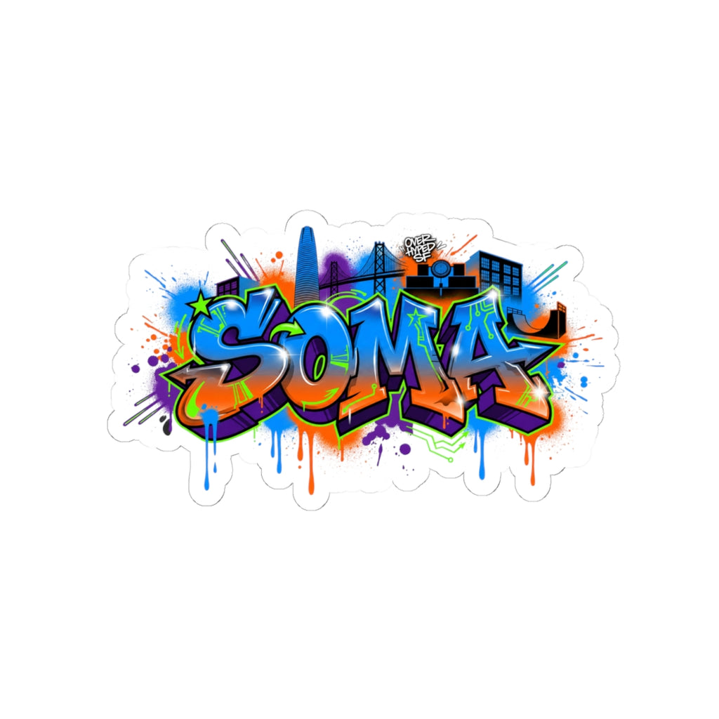 SOMA South of Market Graffiti Kiss-Cut Sticker — Colorful Urban Street Art Decal