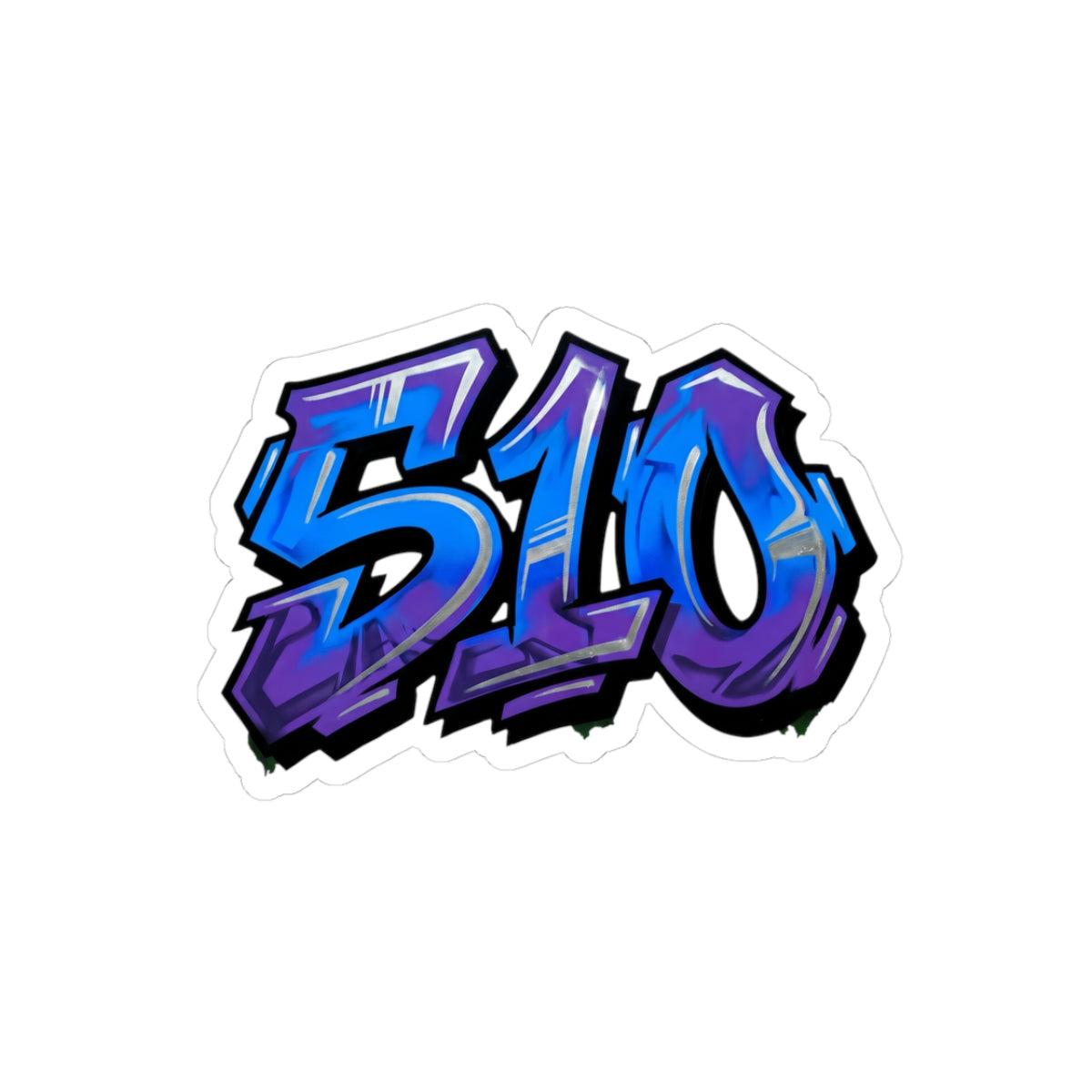 510 Graffiti Sticker — Blue Purple Urban Laptop Decal