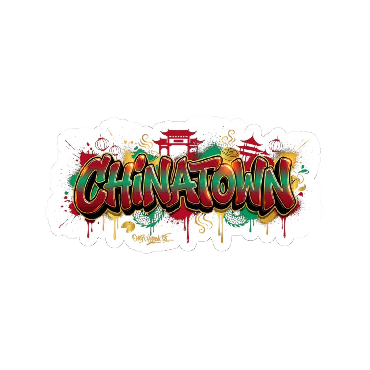 Chinatown Graffiti Sticker — Colorful Kiss-Cut Decal