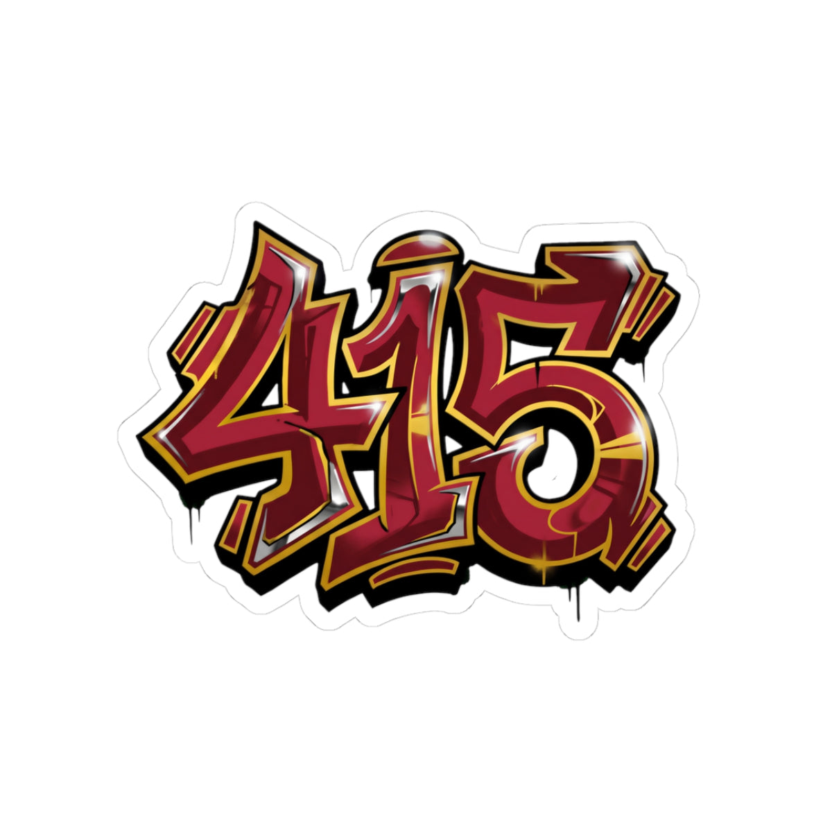 415 Graffiti Sticker — Red & Gold Street Art Decal