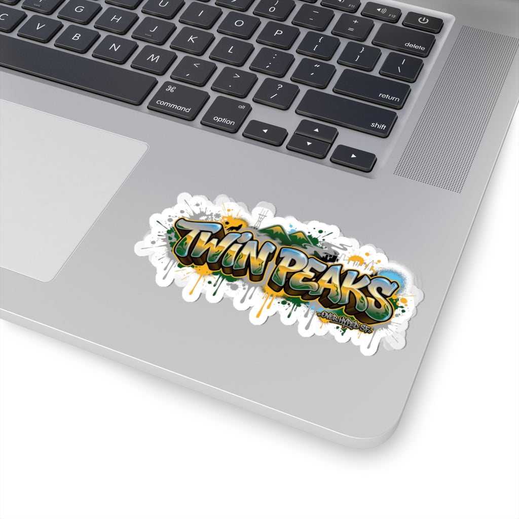 Twin Peaks Graffiti Kiss-Cut Sticker — Retro Mountain Street Art Decal