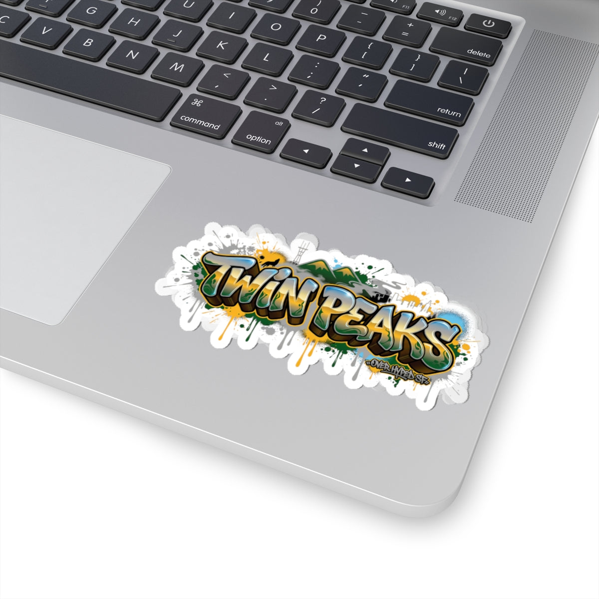 Twin Peaks Graffiti Kiss-Cut Sticker — Retro Mountain Street Art Decal