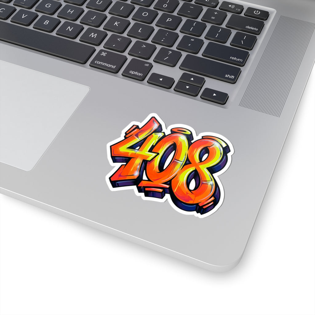 408 Graffiti Number Sticker — Urban Laptop & Skateboard Decal