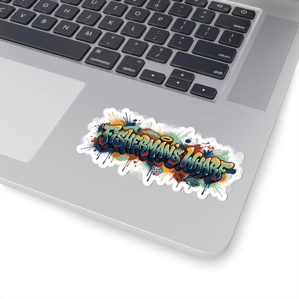 Fisherman's Wharf Graffiti Sticker — Colorful Kiss-Cut Decal for Laptops & Gear