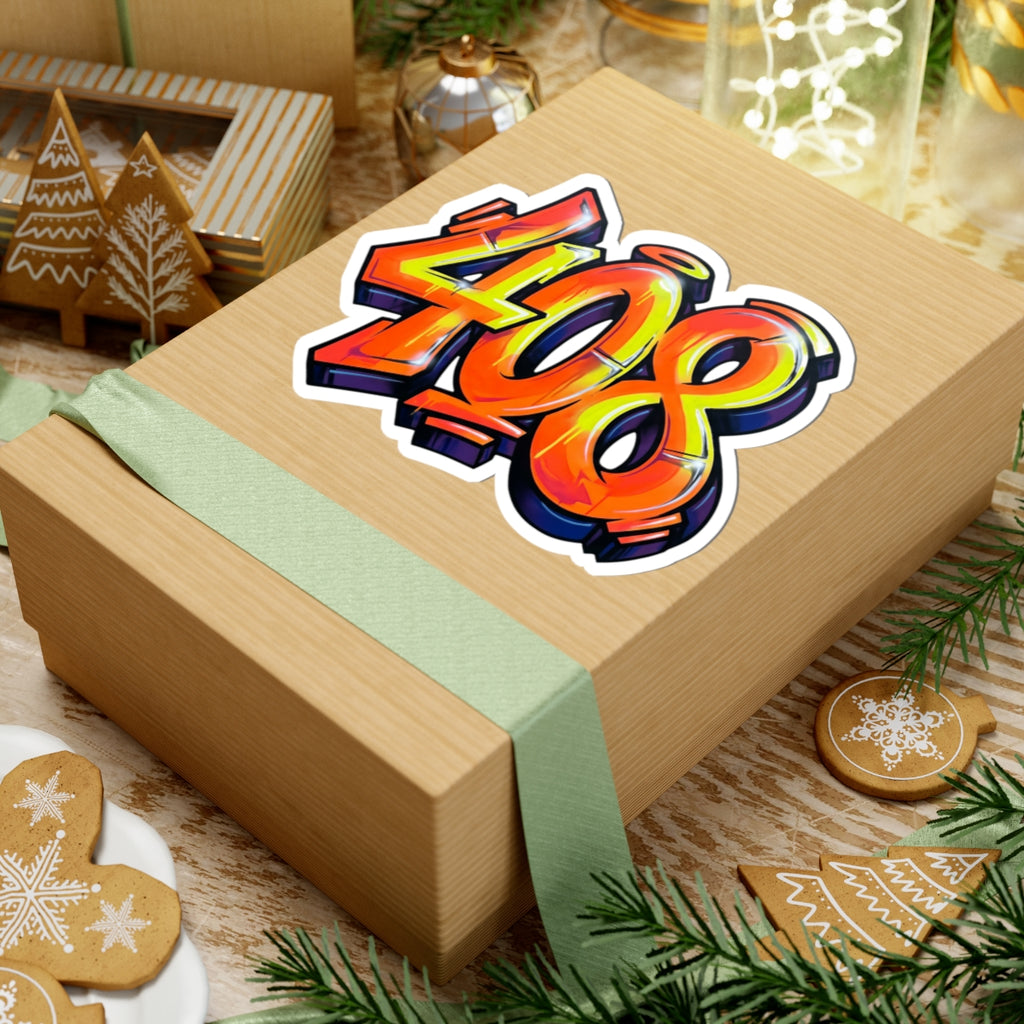 408 Graffiti Number Sticker — Urban Laptop & Skateboard Decal