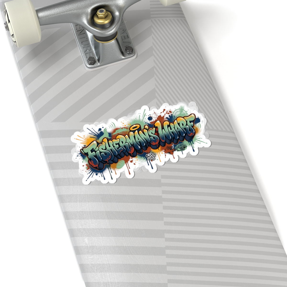 Fisherman's Wharf Graffiti Sticker — Colorful Kiss-Cut Decal for Laptops & Gear