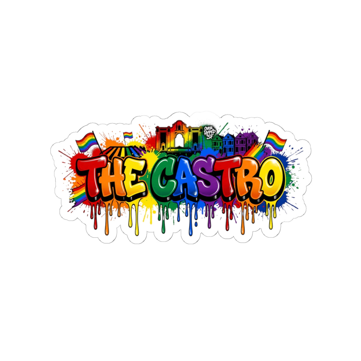 The Castro Rainbow Graffiti Sticker — Pride Kiss-Cut Sticker (The Castro)