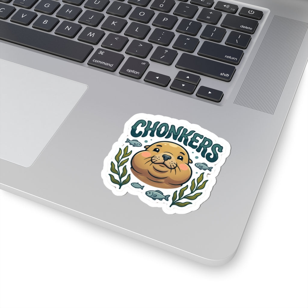 Chonkers Face Kiss-Cut Sticker — Cute Marine Animal Laptop Decal